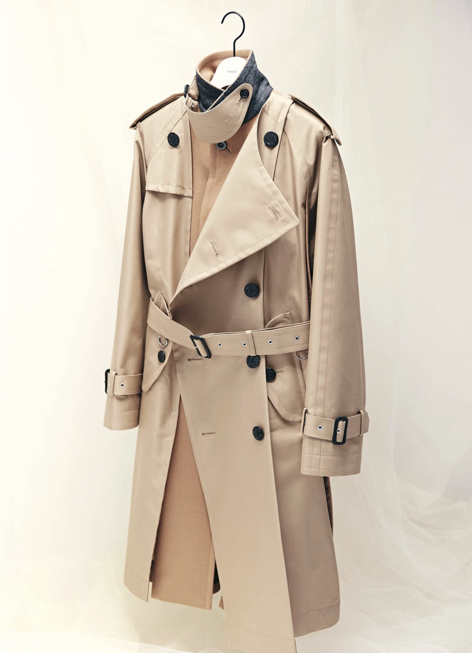 Sacai Cotton Gabardine x Wool Melton Coat